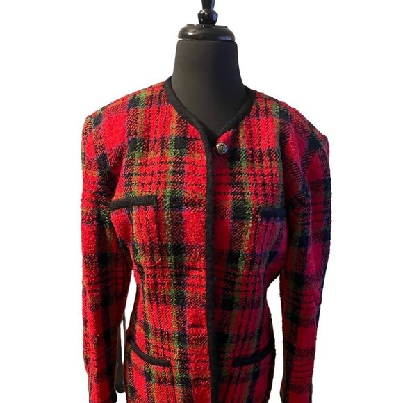 Vintage Emanuel Ungaro  Women's Wool Blend Plaid Blazer‎ - Picture 3 of 7